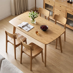 47 inches Solid Wood Dining Table for 4 People with Rounded Edges-Natural view 3
