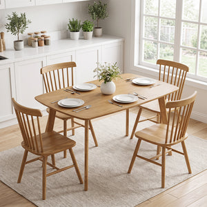 47 inches Solid Wood Dining Table for 4 People with Rounded Edges-Natural view 6