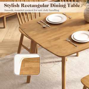 47 inches Solid Wood Dining Table for 4 People with Rounded Edges-Natural view 9