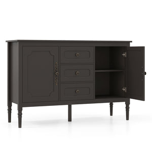 47 inches Vintage Buffet Cabinet with 3 Drawers 2 Cabinets and Adjustable Shelves for Dining Room-Brown