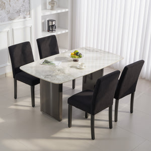 Modern Dining Chairs Set of 4, Kitchen Chairs with Rubberwood Legs and Padded Seat, Beige – view 14