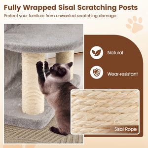 48.5 inch Cat Tree with 2-story Condo and 3 Hideaway Caves for Large Cats-Gray view 9