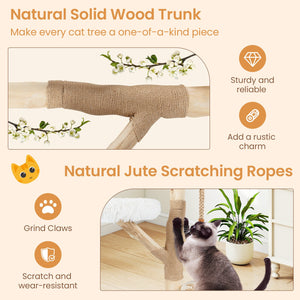 48.5 Inch Solid Wood Cat Tree with Hanging Cradle and Jute Scratching Post-White view 9