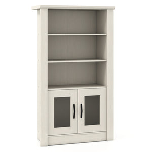 48.5 inches Modern Bookcase 4-Tier with 2 Translucent Fluted Doors and Anti-Tipping Kits-White