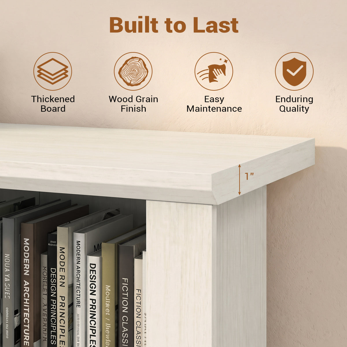 48.5 inches Modern Bookcase 4-Tier with 2 Translucent Fluted Doors and Anti-Tipping Kits-White view 9