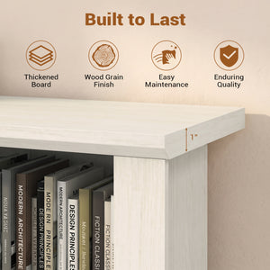 48.5 inches Modern Bookcase 4-Tier with 2 Translucent Fluted Doors and Anti-Tipping Kits-White view 9