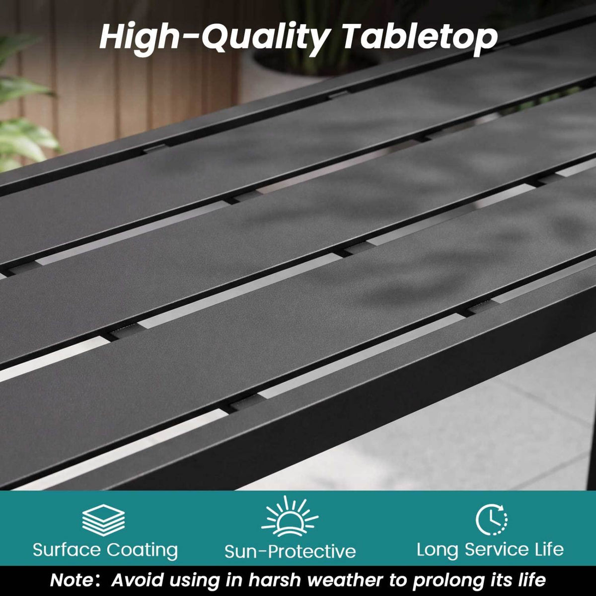 48/55 Inch Outdoor Bar Table with Waterproof Top and Heavy-duty Metal Frame-L view 8