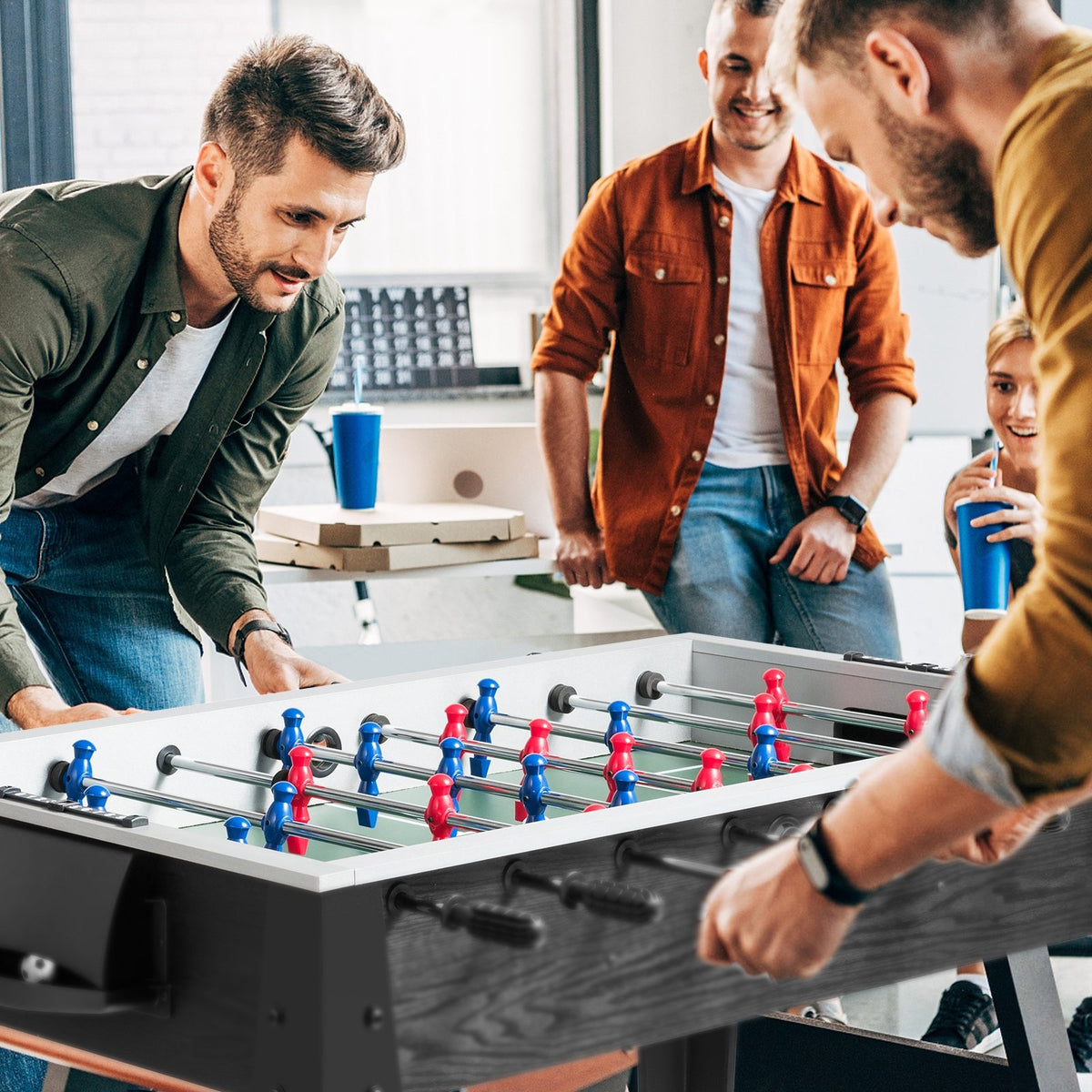 48 Inch Competition Sized Home Recreation Wooden Foosball Table-Black view 2