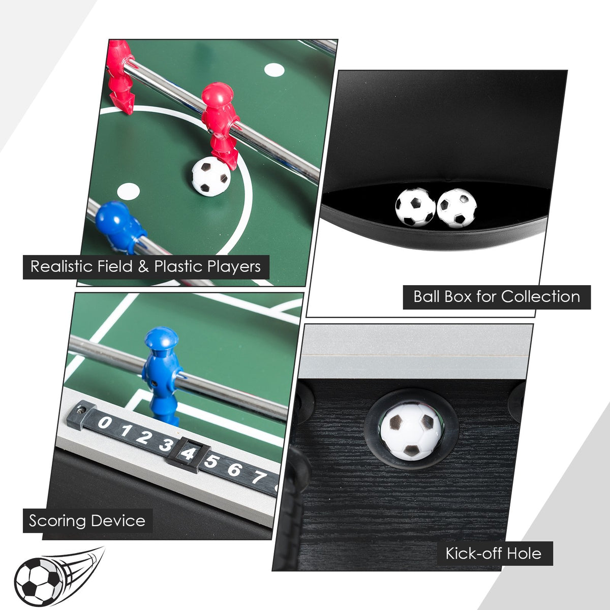 48 Inch Competition Sized Home Recreation Wooden Foosball Table-Black view 7