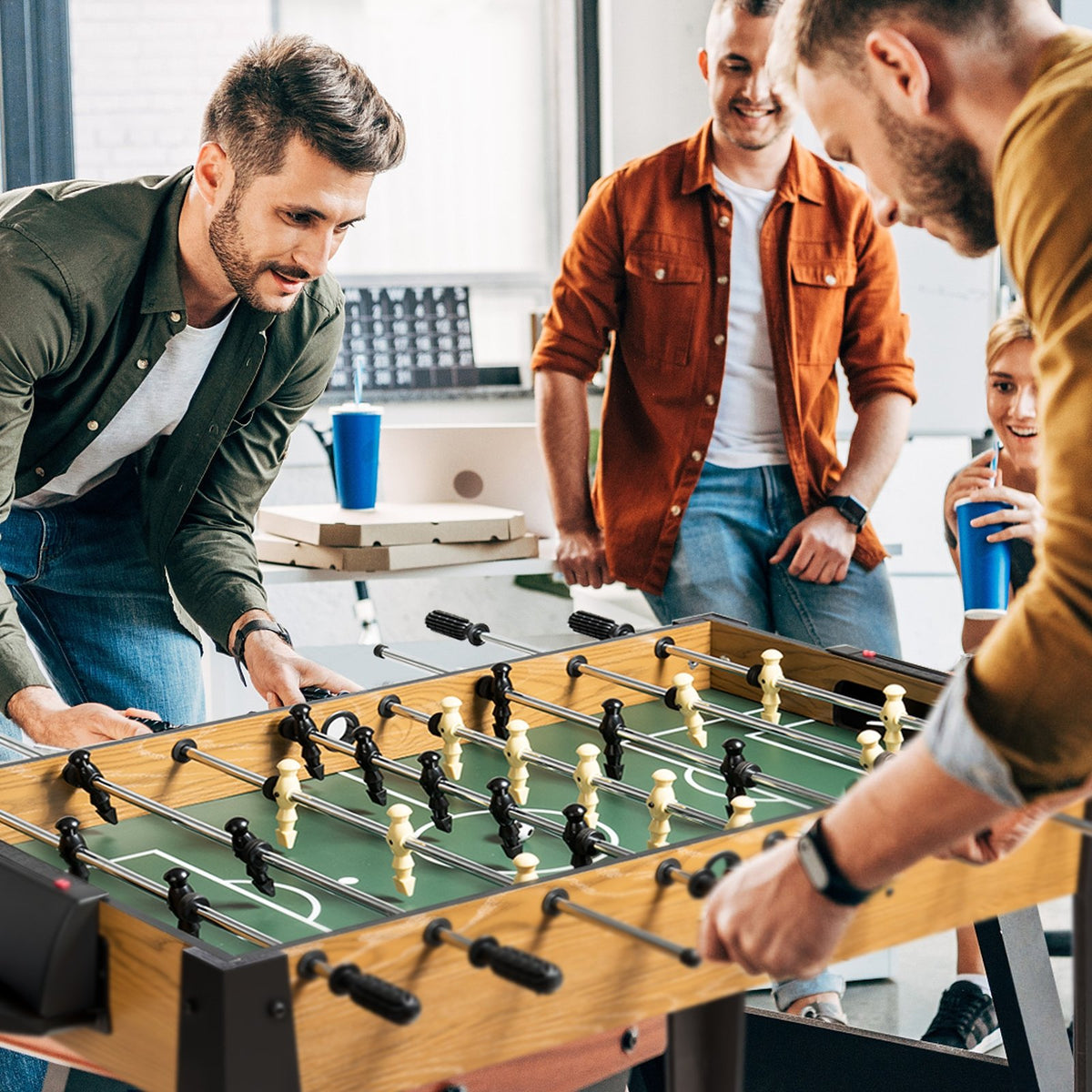 48 Inch Competition Sized Home Recreation Wooden Foosball Table-Brown view 2