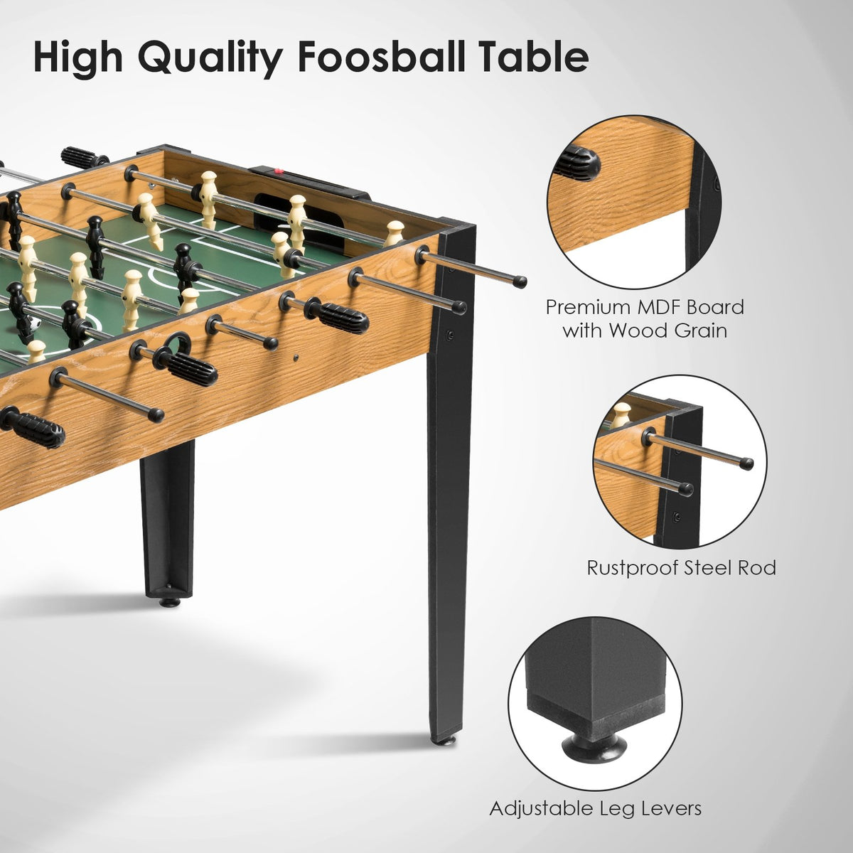48 Inch Competition Sized Home Recreation Wooden Foosball Table-Brown view 5