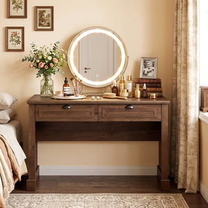 48 inches Farmhouse Executive Desk with 2 Drawers for Studying and Writing-Brown view 7