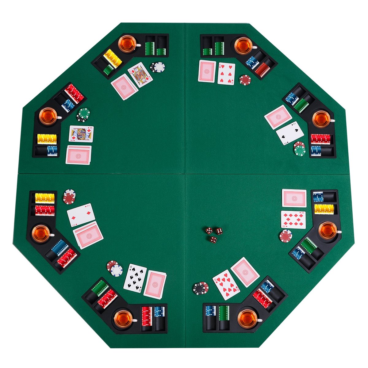 48 Inch 8 Players Octagon Fourfold Poker Table Top view 2