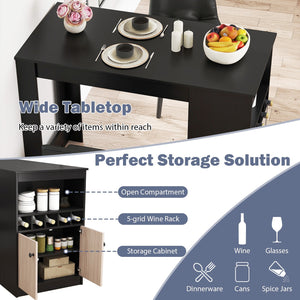 48 Inch Bar Table with Storage Cabinet and Wine Rack-Black view 7