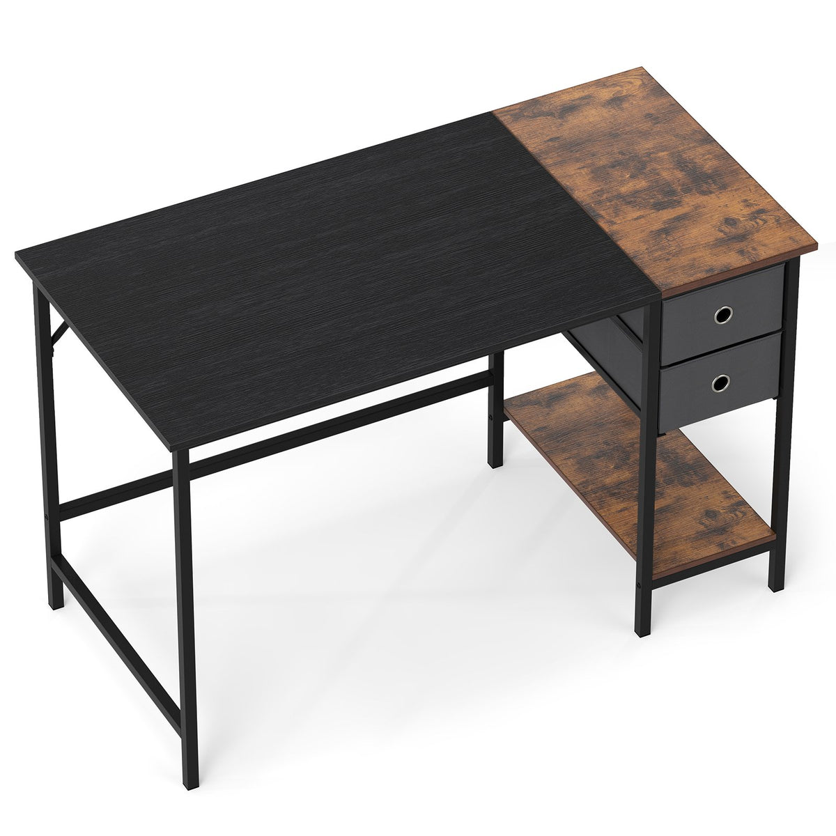 48 Inch Computer Desk with 2 Fabric Drawers Industrial Home Office Desk-Black