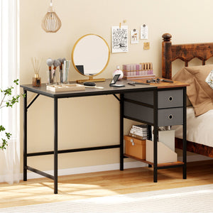 48 Inch Computer Desk with 2 Fabric Drawers Industrial Home Office Desk-Black view 3