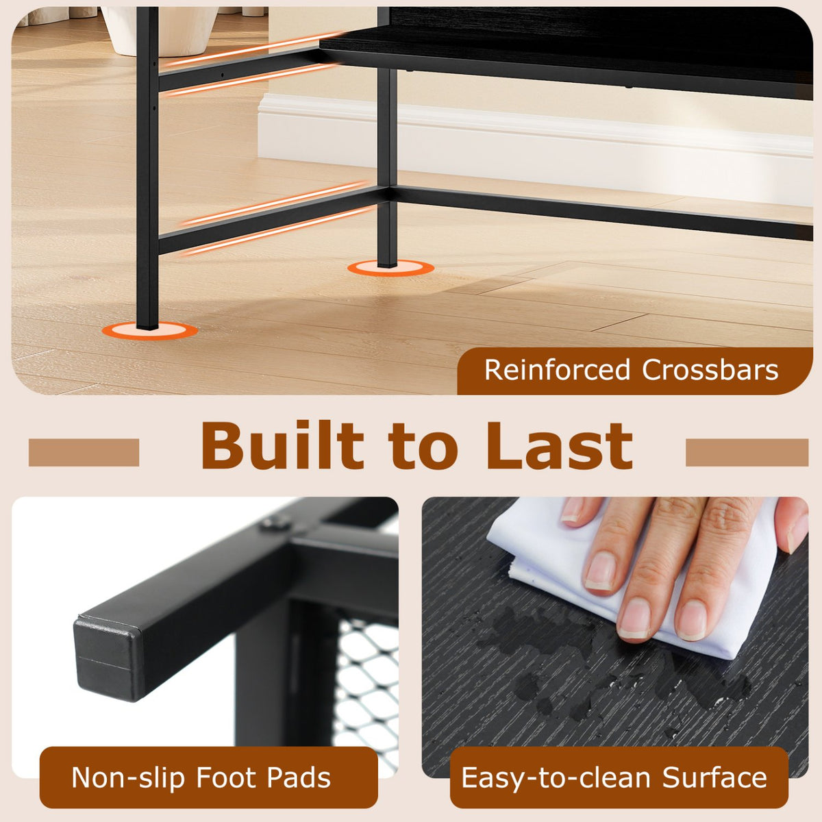 48 Inch Computer Desk with Power Outlets and Storage Shelves-Black view 9