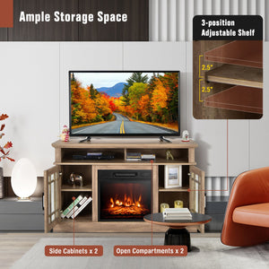 48 Inch Electric Fireplace TV Stand with Cabinets for TVs Up to 55 Inch-Natural view 8