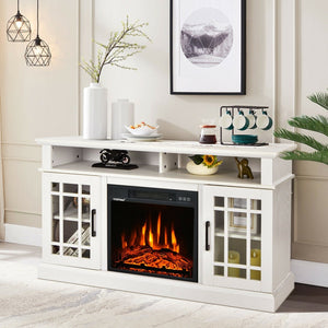 48 Inch Electric Fireplace TV Stand with Cabinets for TVs Up to 50 Inch-White view 2