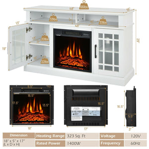 48 Inch Electric Fireplace TV Stand with Cabinets for TVs Up to 50 Inch-White view 5