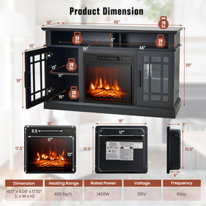 48 Inch Electric Fireplace TV Stand with Cabinets for TVs Up to 55 Inch-Black view 5