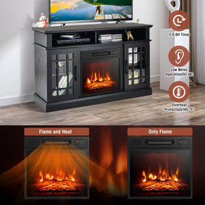 48 Inch Electric Fireplace TV Stand with Cabinets for TVs Up to 55 Inch-Black view 6