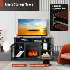 48 Inch Electric Fireplace TV Stand with Cabinets for TVs Up to 55 Inch-Black view 8