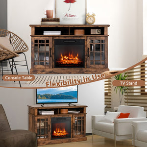 48 Inch Electric Fireplace TV Stand with Cabinets for TVs Up to 55 Inch-Brown view 6