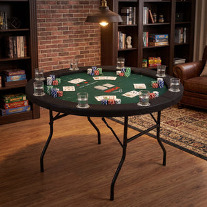 48 Inch Foldable Poker Table with 8 Cup Holders and Padded Edges-Green view 2