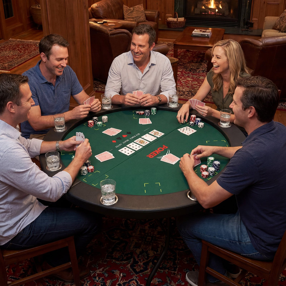48 Inch Foldable Poker Table with 8 Cup Holders and Padded Edges-Green view 3