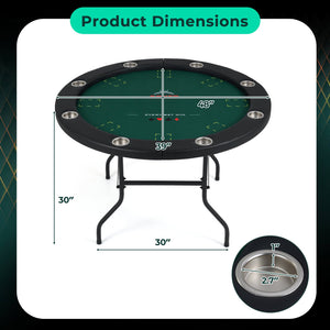 48 Inch Foldable Poker Table with 8 Cup Holders and Padded Edges-Green view 5