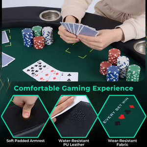 48 Inch Foldable Poker Table with 8 Cup Holders and Padded Edges-Green view 9