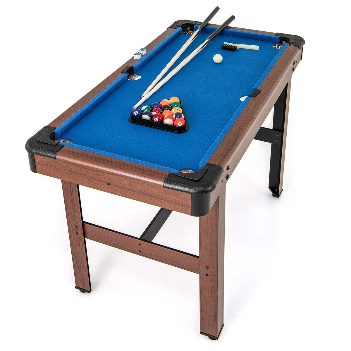 48 Inch Pool Wooden Game Table with Full Set of Ballsfor Kids and Adults-Blue view 4