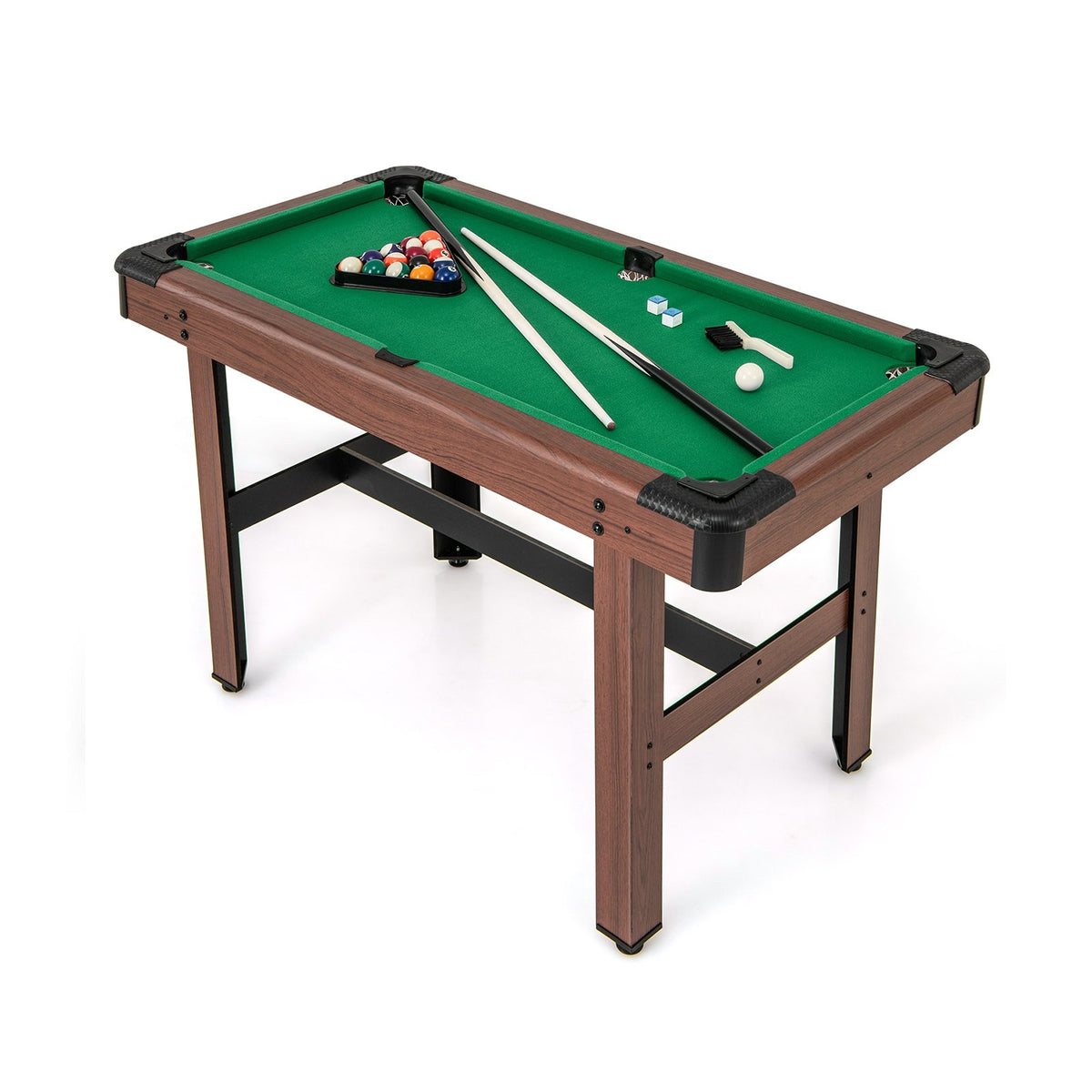 48 Inch, Pool Wooden Game Table with Full Set of Ballsfor Kids and Adults-Green