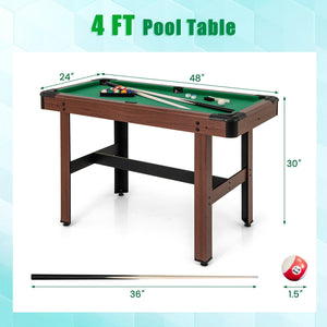 48 Inch, Pool Wooden Game Table with Full Set of Ballsfor Kids and Adults-Green view 4