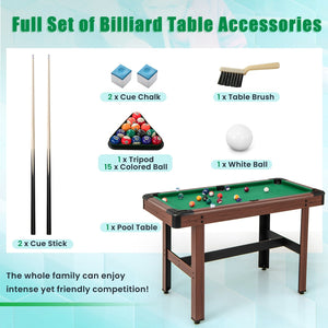 48 Inch, Pool Wooden Game Table with Full Set of Ballsfor Kids and Adults-Green view 8