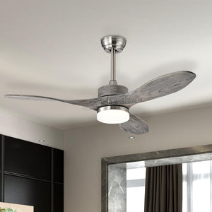 48 Inch Wood Ceiling Fan with LED Lights and 6 Speed Levels-Silver view 2