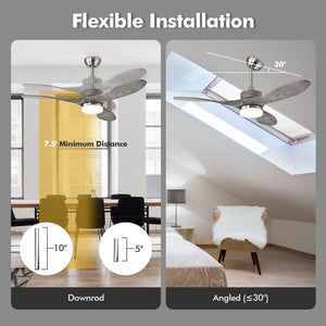 48 Inch Wood Ceiling Fan with LED Lights and 6 Speed Levels-Silver view 5