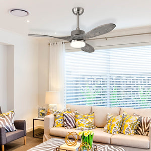 48 Inch Wood Ceiling Fan with LED Lights and 6 Speed Levels-Silver view 6