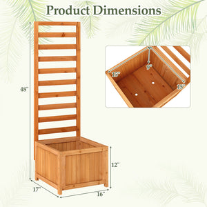 48 Inch Wood Raised Garden Bed with Trellis with Drainage Holes-Natural view 4