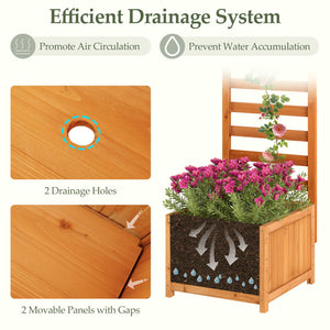 48 Inch Wood Raised Garden Bed with Trellis with Drainage Holes-Natural view 7