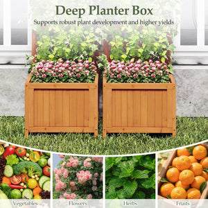 48 Inch Wood Raised Garden Bed with Trellis with Drainage Holes-Natural view 8