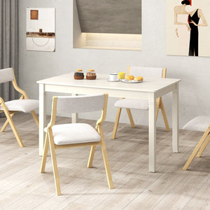 48-Inch Wooden Dining Table for 4 People Rectangular Kitchen Table with Rubber Wood Legs-Cream White view 3