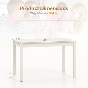 48-Inch Wooden Dining Table for 4 People Rectangular Kitchen Table with Rubber Wood Legs-Cream White view 4