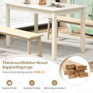 48-Inch Wooden Dining Table for 4 People Rectangular Kitchen Table with Rubber Wood Legs-Cream White view 7