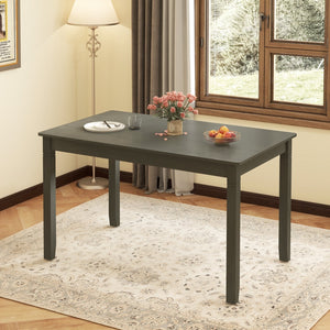 48-Inch Wooden Dining Table for 4 People Rectangular Kitchen Table with Rubber Wood Legs-Gray view 2
