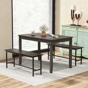 48-Inch Wooden Dining Table for 4 People Rectangular Kitchen Table with Rubber Wood Legs-Gray view 3