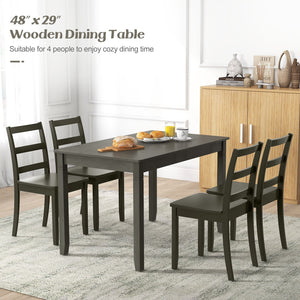 48-Inch Wooden Dining Table for 4 People Rectangular Kitchen Table with Rubber Wood Legs-Gray view 6