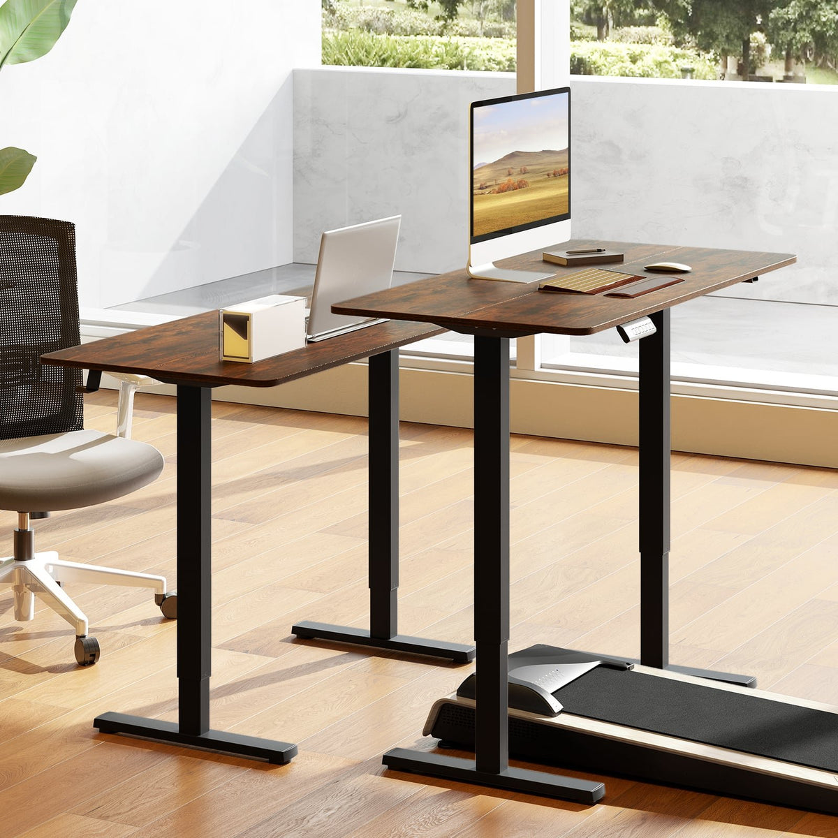 48 Inch x 24 Inch Ergonomic Electric Standing Desk with 3 Memory Settings for Home Office-Rustic Brown view 3