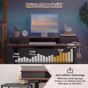 48 Inch x 24 Inch Height Adjustable Electric Standing Desk with 2 Drawers-Rustic Brown view 5